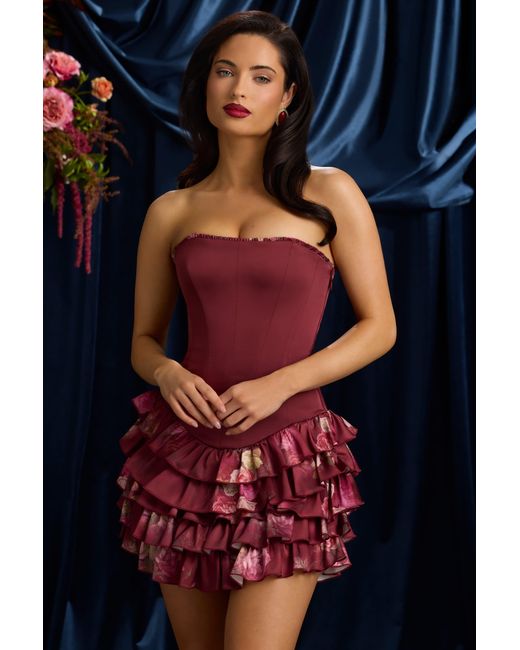 Oh Polly Multicolor Strapless Ruffled Tiered Corset Mini Dress