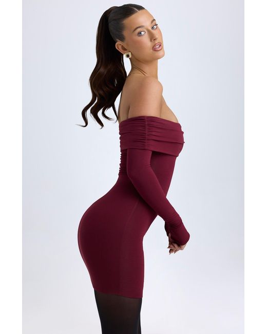 Oh Polly Red Modal Off-Shoulder Mini Dress