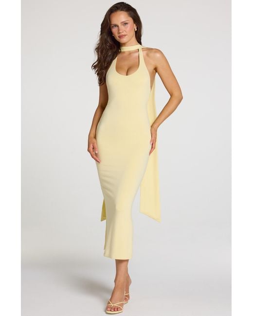 Oh Polly Yellow Modal Halterneck Midaxi Dress