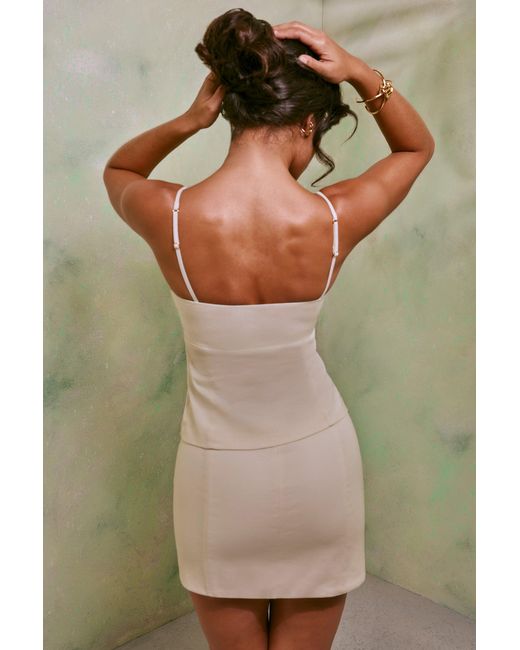 Oh Polly White Mid Rise Linen Mini Skirt