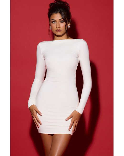 Oh Polly White Modal Open-Back Bodycon Mini Dress