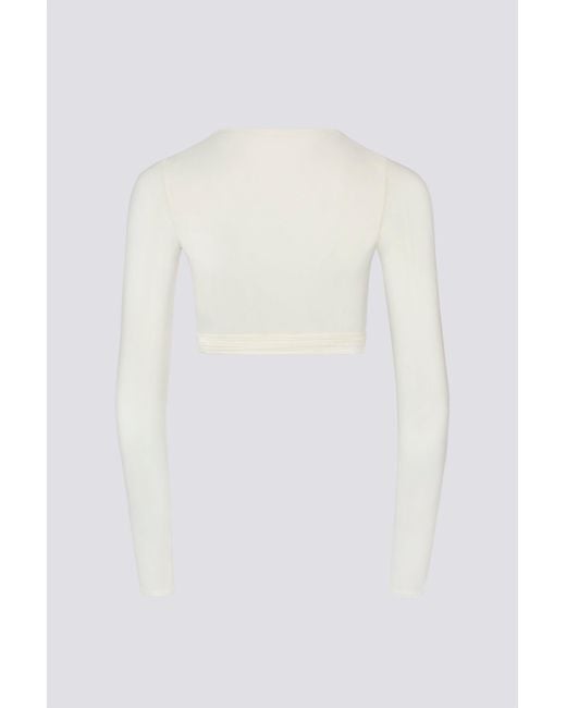BO+TEE White Soft Jersey Wrap Crop Top