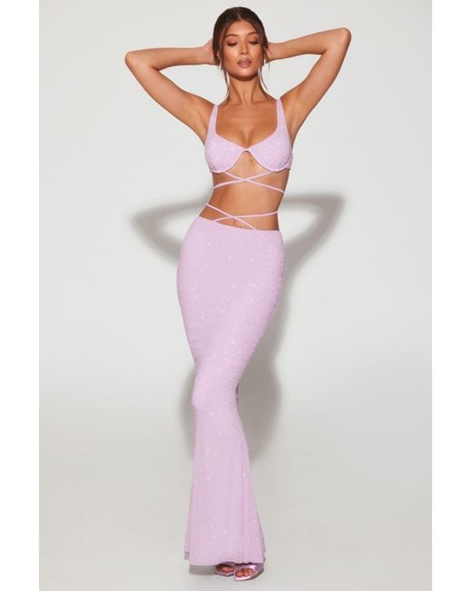 Oh Polly Purple Embellished Strappy Maxi Skirt