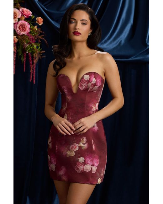 Oh Polly Multicolor Strapless Structured Tulip Mini Dress