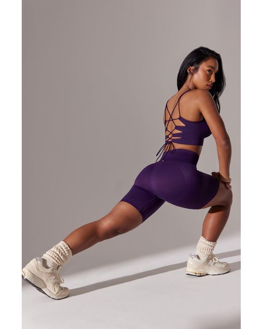 BO+TEE Purple High Waist Super Sculpt Biker Shorts