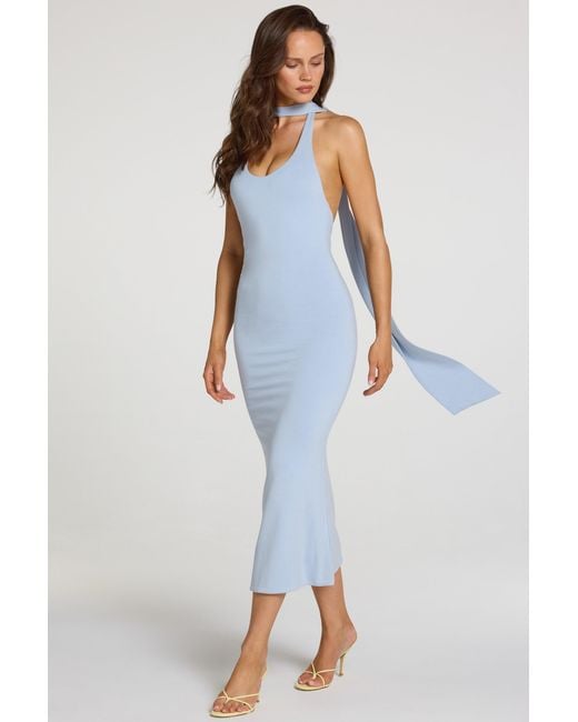 Oh Polly Blue Modal Halterneck Midaxi Dress