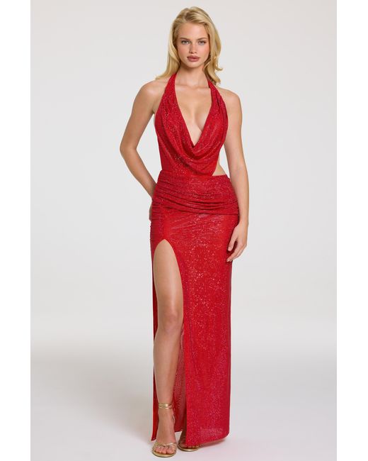 Oh Polly Red Embellished Maxi Dress