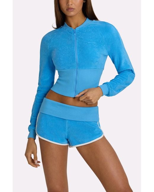 BO+TEE Blue Terry Foldover Waist Shorts