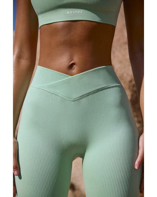 BO+TEE Green High Waist Flexirib Leggings