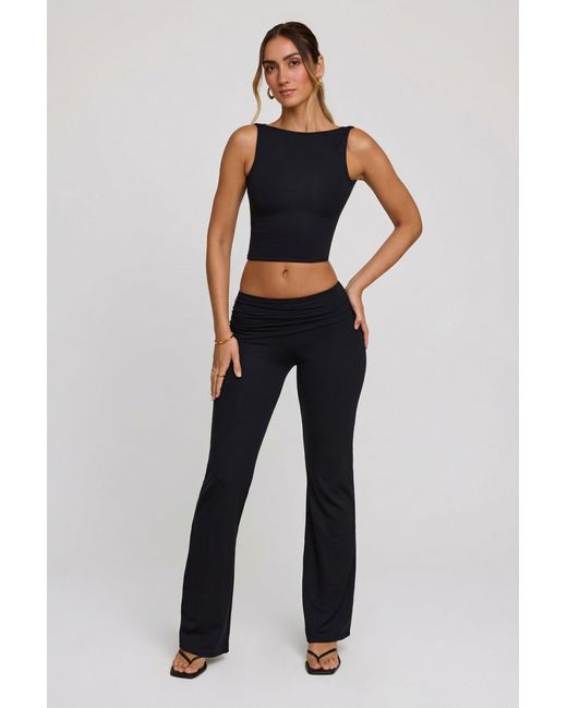 Oh Polly Black High Neck Open Back Crop Top