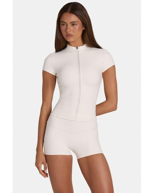 BO+TEE White Soft Active Zip-Up Top