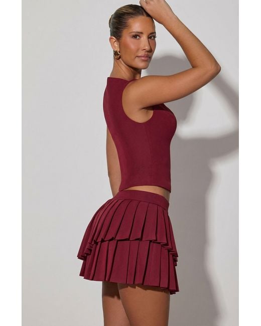 Oh Polly Layered Pleated Low-Rise Mini Skirt