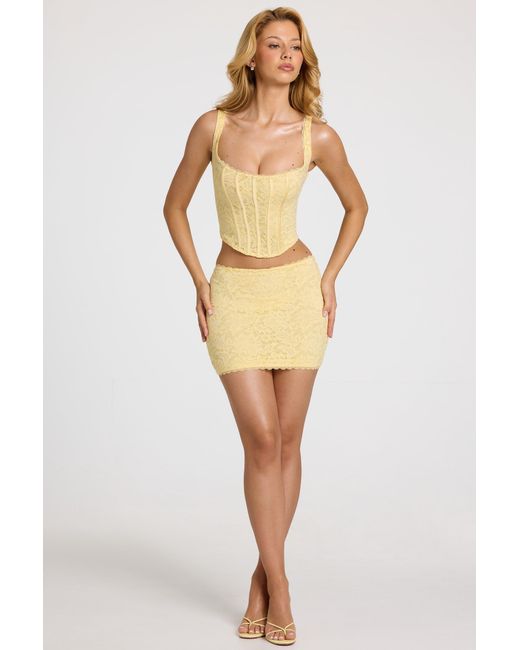 Oh Polly Yellow Lace Mini Skirt