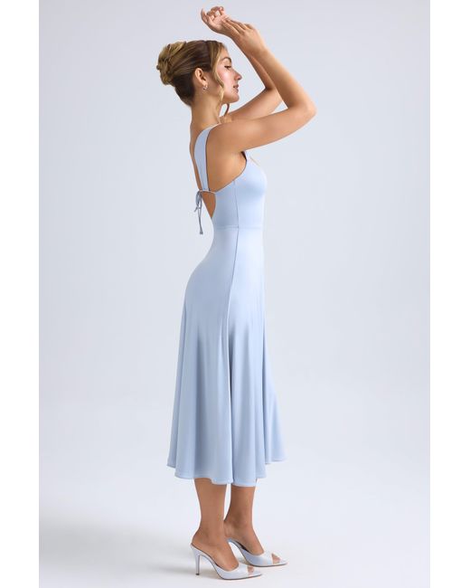 Oh Polly Blue Sweetheart-Neck Ruched Midaxi Dress