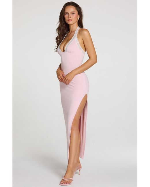 Oh Polly Pink Modal Lace-Trim Maxi Dress