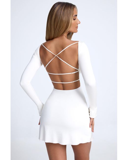 Oh Polly White Open-Back A-Line Mini Dress