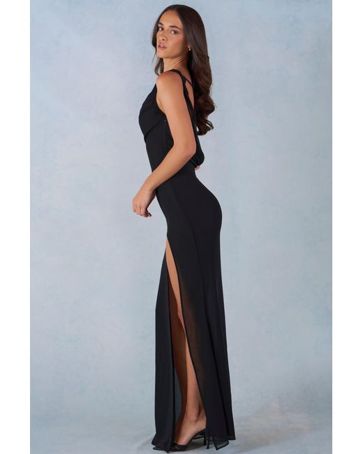 Oh Polly Black One-Shoulder Maxi Dress
