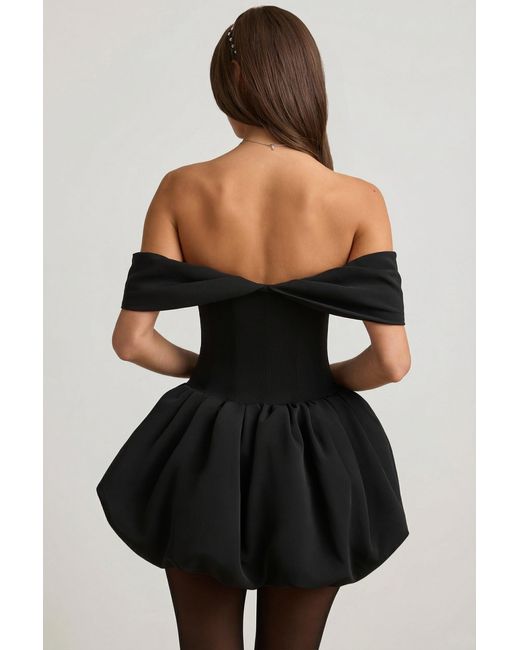 Oh Polly Black Off-Shoulder Layered Bubble Hem Corset Mini Dress