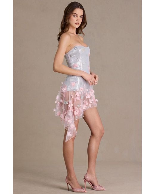 Oh Polly Pink Embellished Tulle Corset Mini Dress