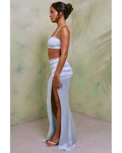 Oh Polly Gray Shirred Halter Neck Crop Top
