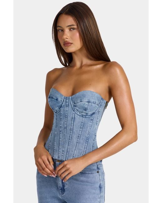 Oh Polly Blue Denim Corset Top