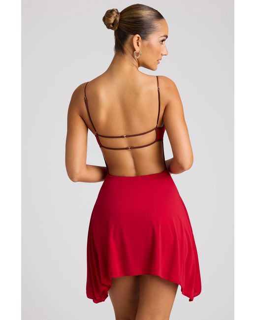 Oh Polly Red Contrast Binding Mini Dress