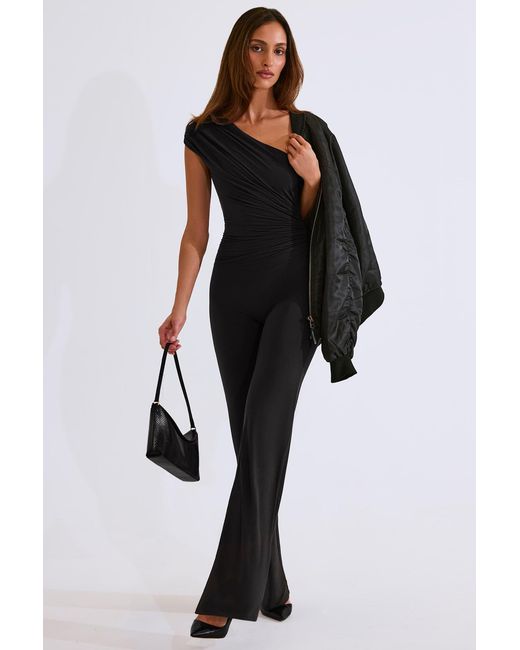 Oh Polly Black Modal One-Shoulder Jumpsuit