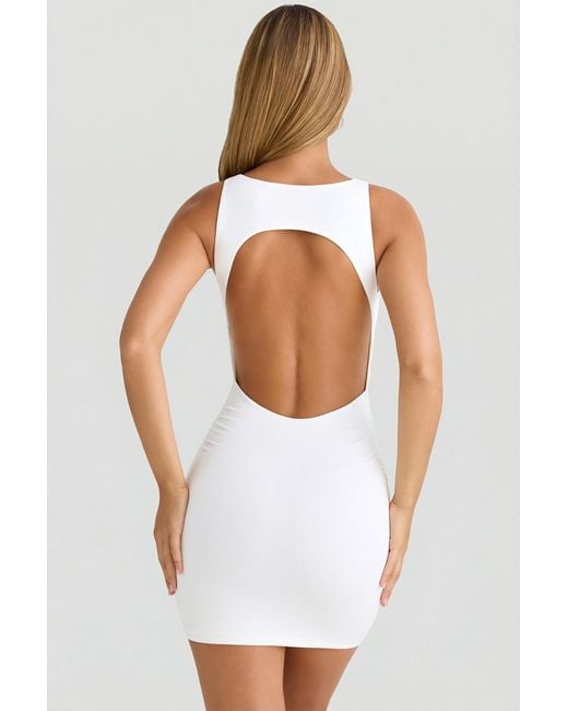 Oh Polly White Modal High-Neck Open-Back Mini Dress