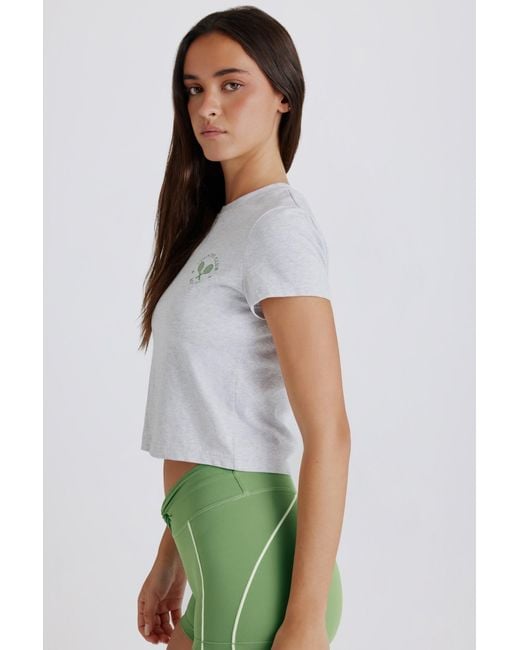 BO+TEE Gray Cropped Graphic T-Shirt