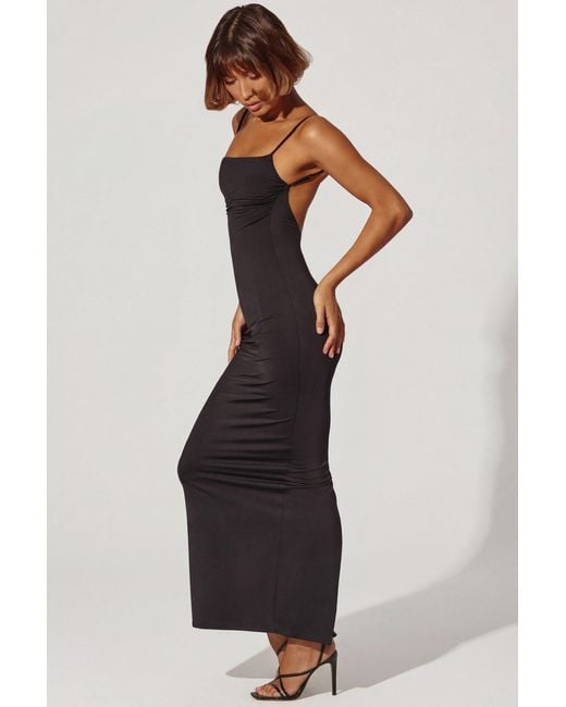 Oh Polly Black Ruched Bodycon Maxi Dress