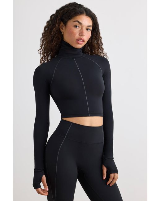 BO+TEE Black Soft Active Turtleneck Crop Top