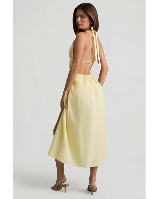Oh Polly Yellow Backless Cotton-Poplin Midaxi Dress
