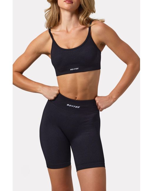 BO+TEE Black Flexirib Biker Shorts
