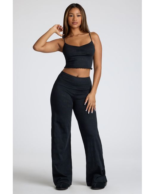 Oh Polly Multicolor Tall Mid Rise Straight Leg Pointelle Trousers