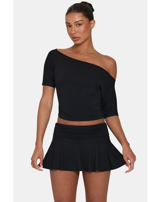 BO+TEE Black Buttercloud Slouchy Off-Shoulder Top