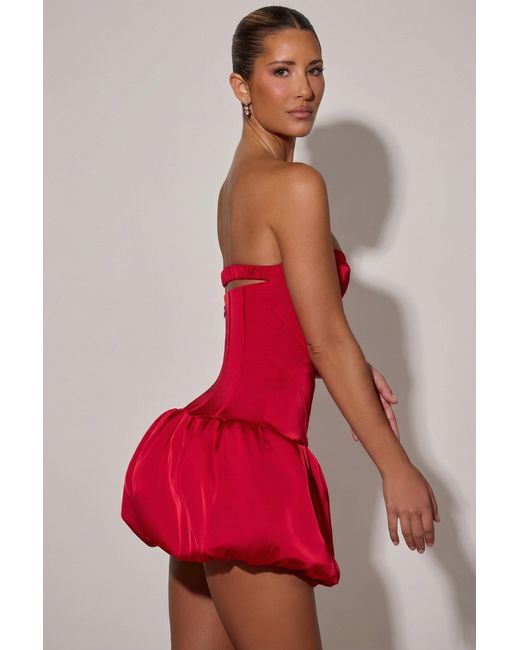 Oh Polly Red Cut-Out Bubble Hem Corset Mini Dress