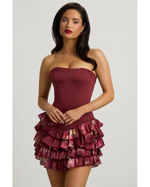 Oh Polly Multicolor Strapless Ruffled Tiered Corset Mini Dress