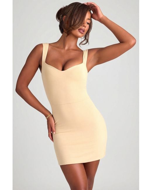 Oh Polly Natural Modal Sweetheart Neckline Bodycon Mini Dress