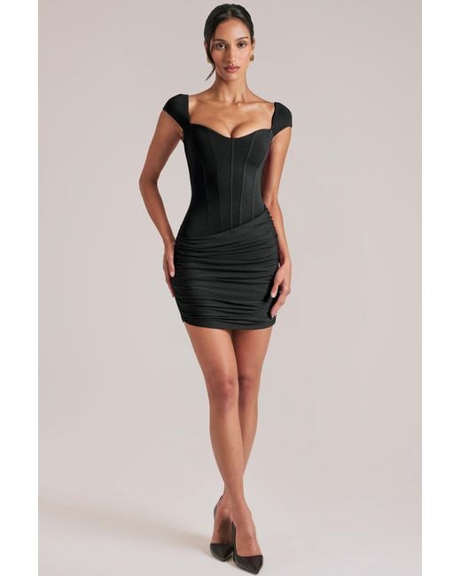 Oh Polly Black Sweetheart Neckline Mini Dress