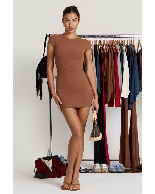 Women's Brown Buttercloud Cap Sleeve Mini Dress
