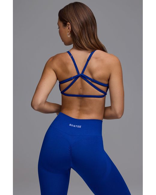 BO+TEE Blue Define Luxe Multiway Open-Back Sports Bra