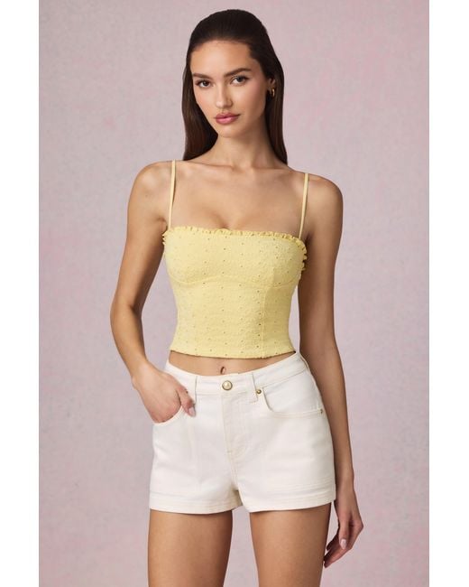 Oh Polly Yellow Modal Broderie Anglaise Camisole Top