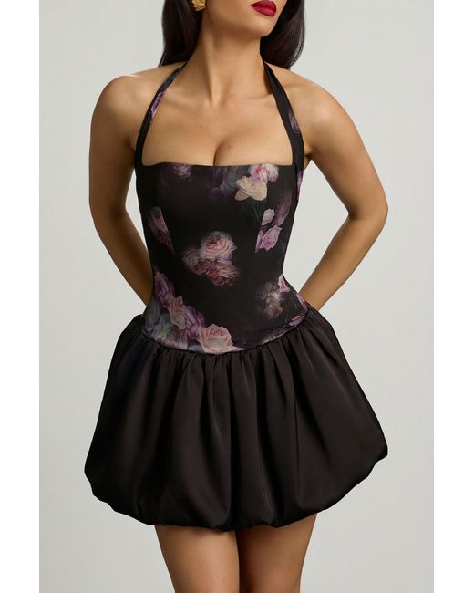 Oh Polly Multicolor Halterneck Lace-Up Bubble Hem Mini Dress