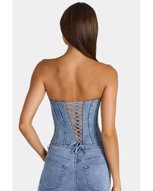 Oh Polly Blue Denim Corset Top