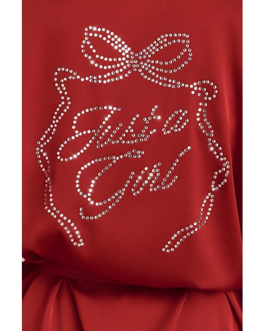 Oh Polly Red Embellished Loose-Fit Wrap-Over Robe
