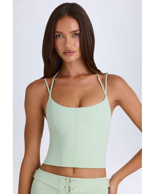 Oh Polly Green Strappy Halterneck Corset Top
