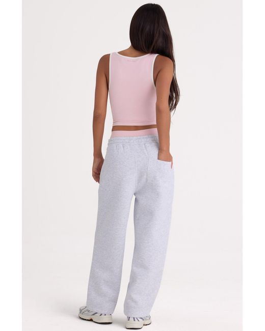 BO+TEE Gray Brushed Cotton Jersey Mid-Rise Relaxed Joggers