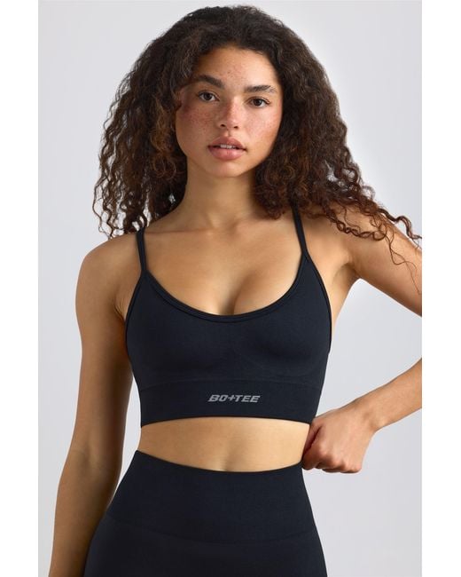 BO+TEE Black Super Sculpt Seamless Scoop-Neck Sports Bra