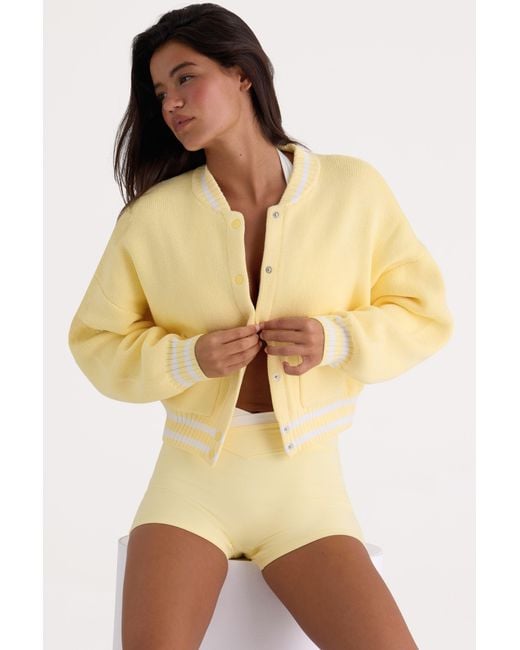 BO+TEE Yellow Button-Up Cropped Knit Cardigan
