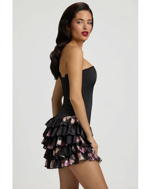 Oh Polly Multicolor Strapless Ruffled Tiered Corset Mini Dress